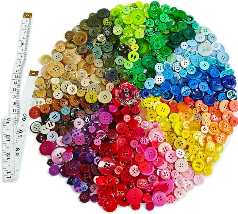 KOVOLALA 500-700 PCS Multicolor Resin Buttons, Assorted Sizes and Shapes for Kids Sewing, DIY Crafts, Hand-Painted Buttons for Art and Craft Decorations - Image 2